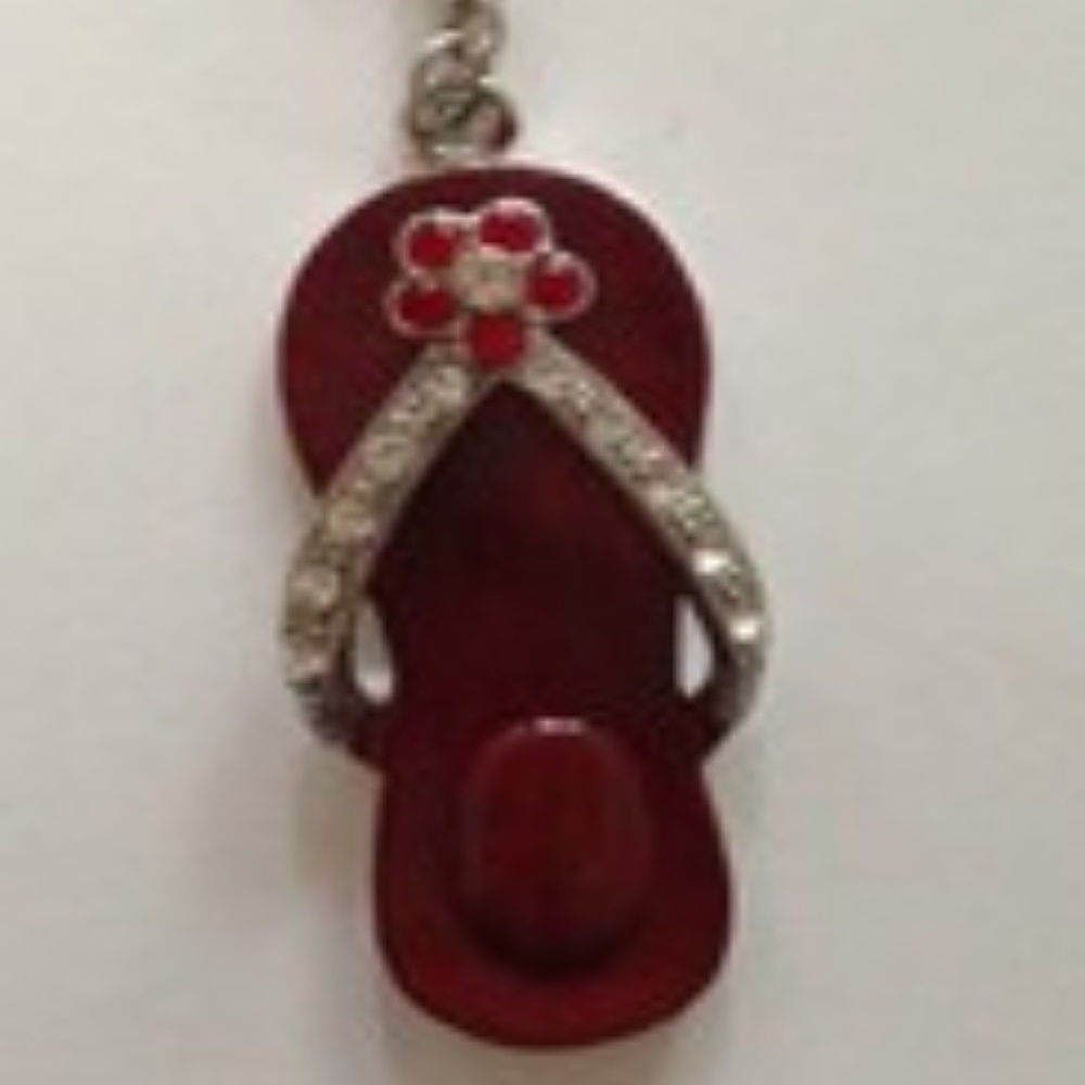 Sandal Flip Flop Key Chain Crystal Accents New
